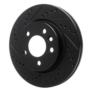 Volkswagen AMAROK Brake Rotor (1) - Front Left - R1 Concepts - Drilled & Slotted - Black - `10-`17